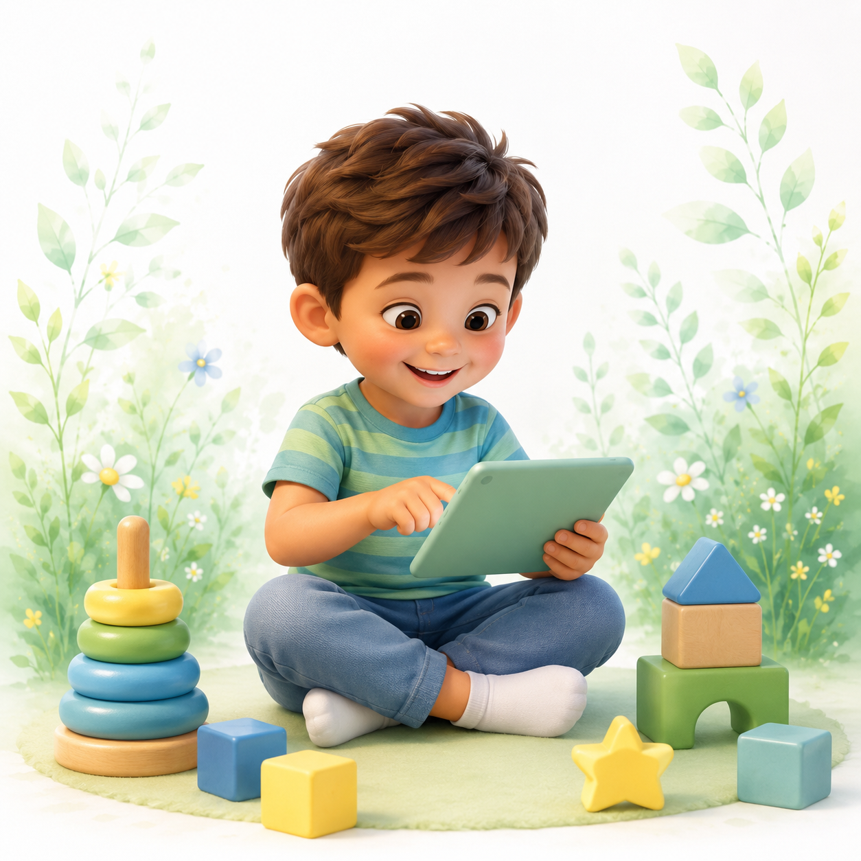 Niño usando una tablet con juegos TerapiaLuz